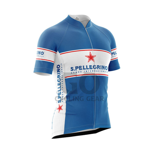 San Pellegrino Blue Short Sleeve Retro Cycling Jersey