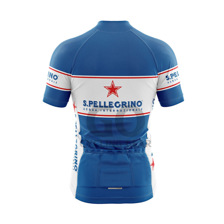 San Pellegrino Blue Short Sleeve Retro Cycling Jersey