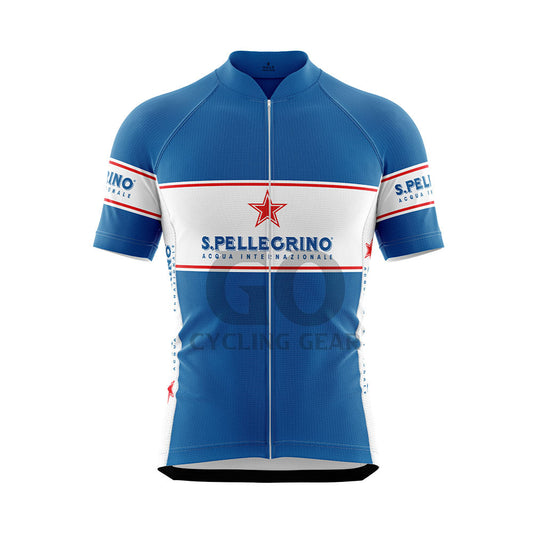 San Pellegrino Blue Short Sleeve Retro Cycling Jersey