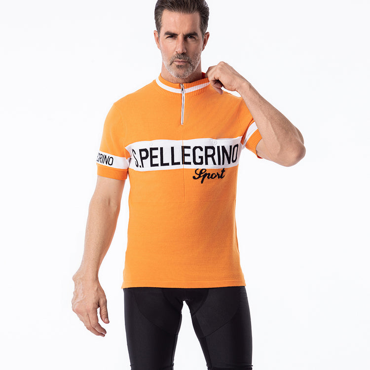 Maillot de cyclisme rétro en laine mérinos San Pellegrino