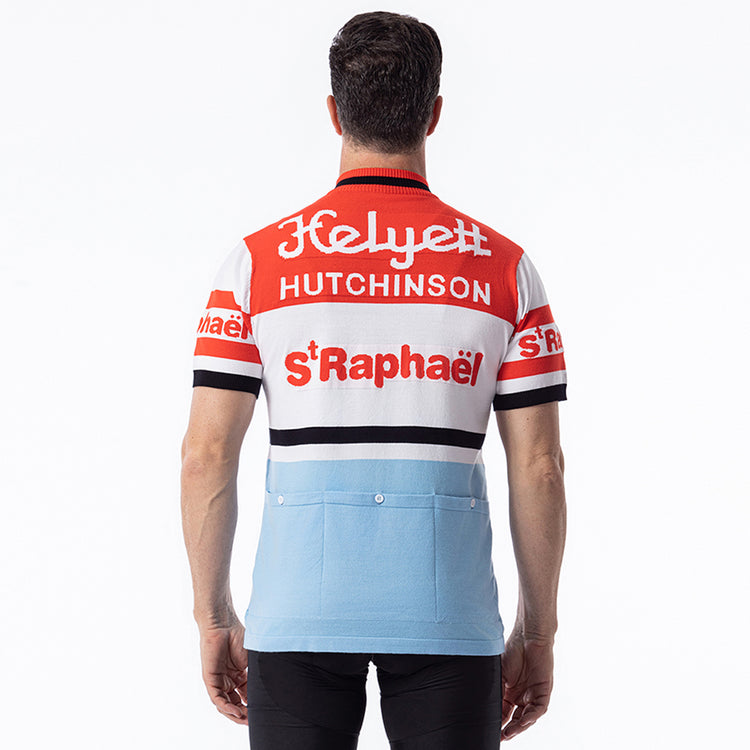 Maillot de cyclisme rétro en laine mérinos St Raphael Helyett Hutchinson