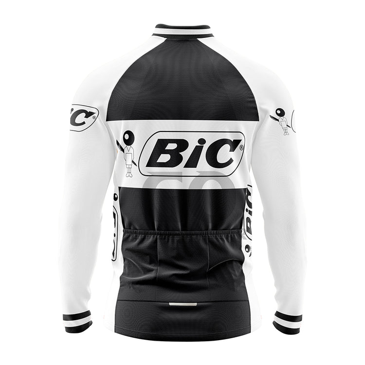 Team Bic Retro Long Sleeve Cycling Jersey Black