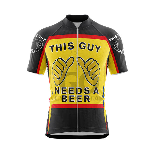 This Guy Need A Beer Short Sleeve Cycling Jersey