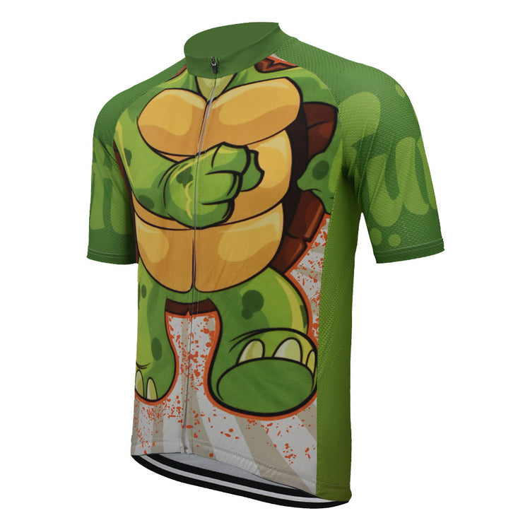 Tortoise Cycling Jersey Men Green Funny Short Sleeve Bike Clothing