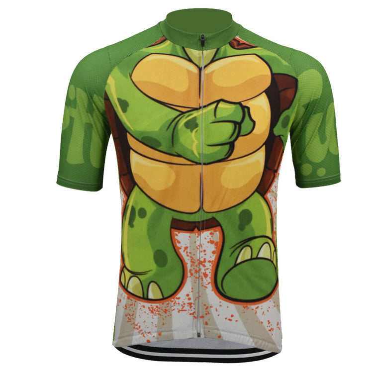 Tortoise Cycling Jersey Men Green Funny Short Sleeve Bike Clothing