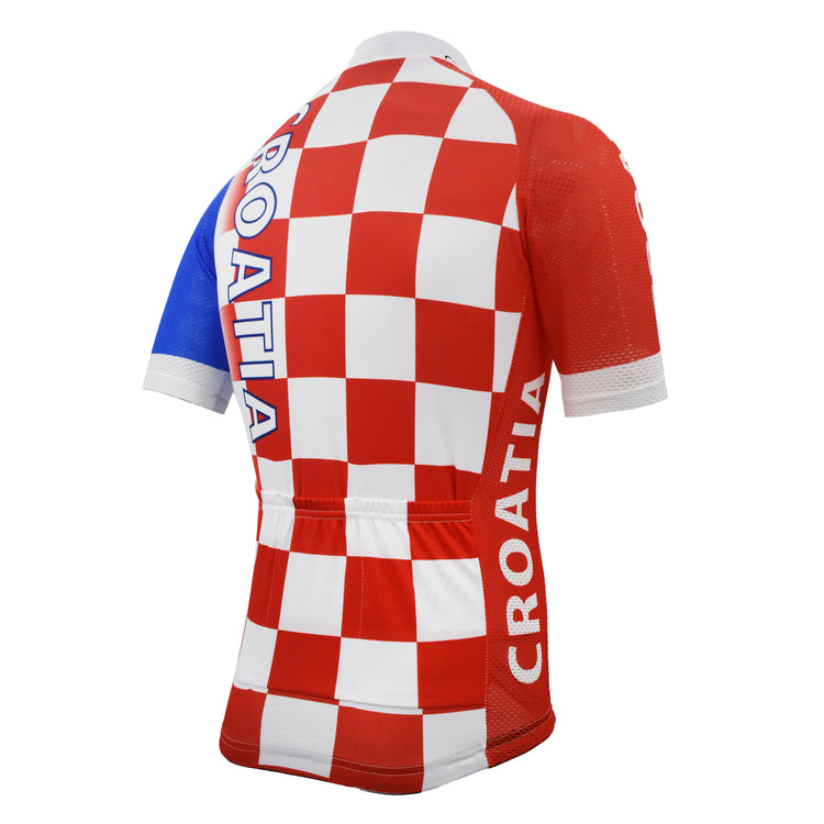 Croatie Maillot De Cyclisme Bleu Rouge Manches Courtes Vêtements De Vélo