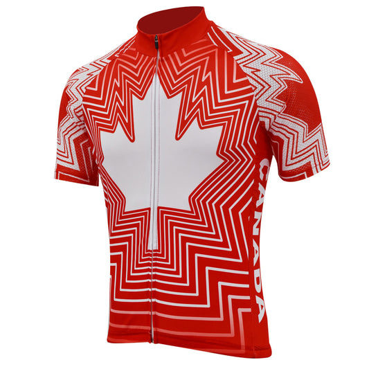 Maillot de cyclisme du Canada pour hommes, manches courtes, rouge et noir, vêtements de vélo