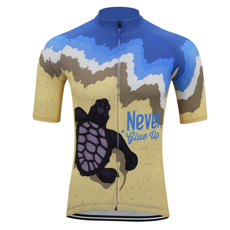 Maillot de cyclisme à manches courtes Never Give Up, tortue