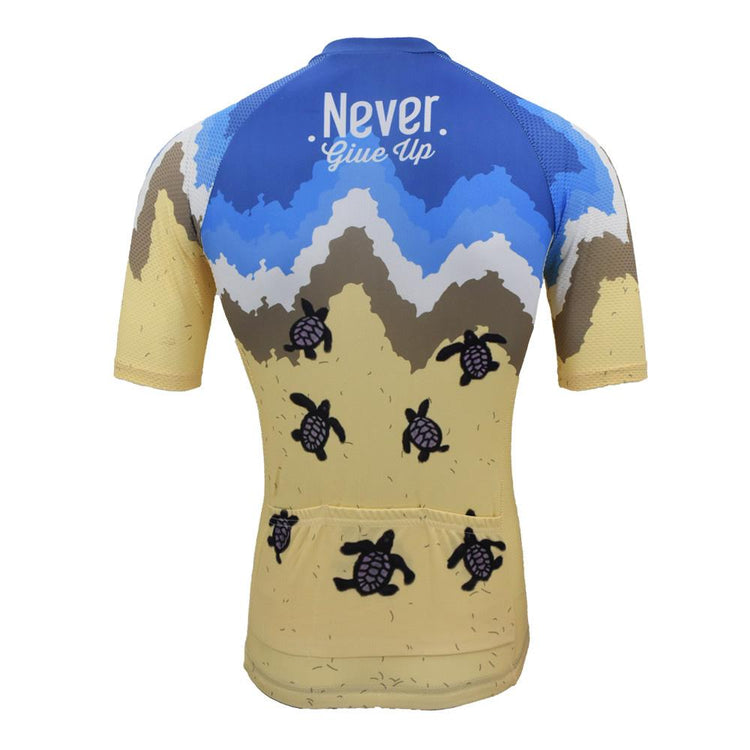 Maillot de cyclisme à manches courtes Never Give Up, tortue